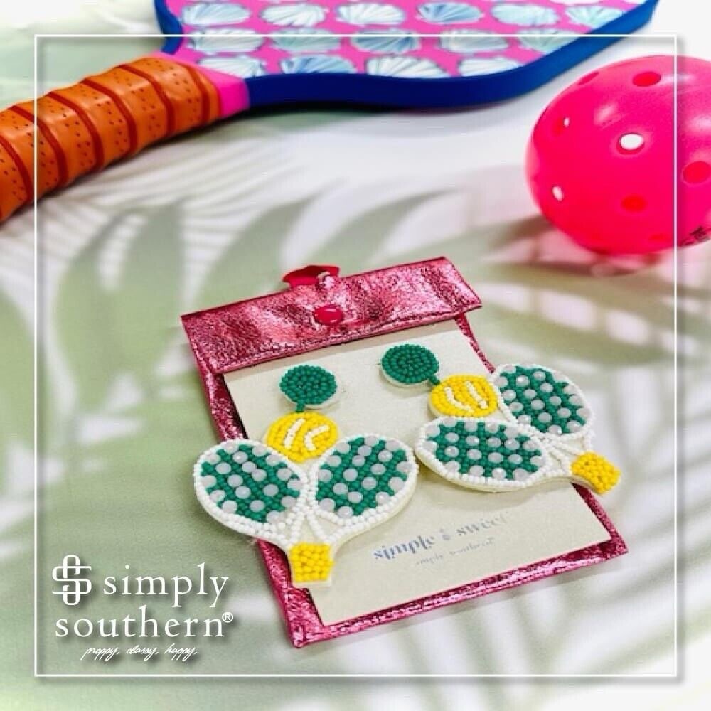 Simply Southern Pickle Ball Beaded Earrings Dangle
